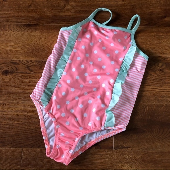 Coral & mint one pc swimsuit in size 5 - Picture 1 of 3